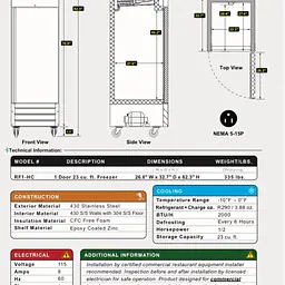 Stainless Steel Reach-In Freezer SERV-WARE RF1-HC - Master