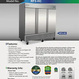Stainless Steel Reach-In Three Door Freezer SERV-WARE RF3-HC - Master