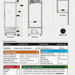 Glass Door Merchandiser Freezer SERV-WARE GF23-HC - Master