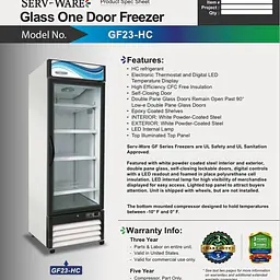 Glass Door Merchandiser Freezer SERV-WARE GF23-HC - Master