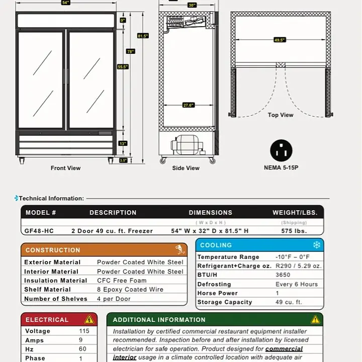 Glass Two Door Freezer SERV-WARE GF48-HC - Master
