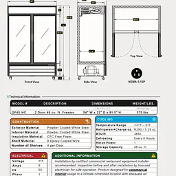 Glass Two Door Freezer SERV-WARE GF48-HC - Master