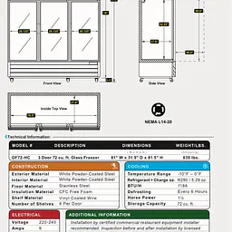 Glass Three Door Freezer SERV-WARE GF72-HC - Master