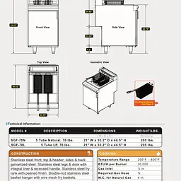 5 Tube Fryer SERV-WARE SGF-70N:L - Master