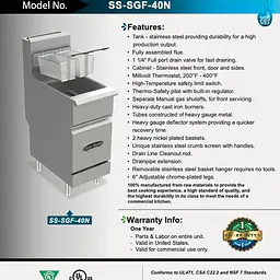 3 Tube Fryer SERV-WARE Select Series SS-SGF40N:L - Master