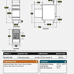 3 Tube Fryer SERV-WARE Select Series SS-SGF40N:L - Master