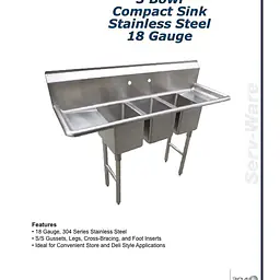 3 Bowl Compact Sink SERV-WARE - Master