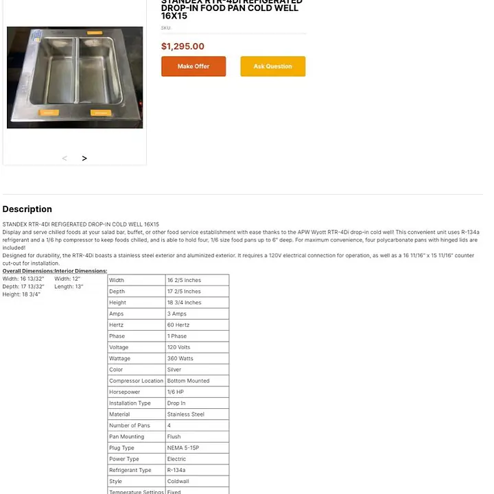 Drop In Refrigerated Cold Well APW WYOTT - Master