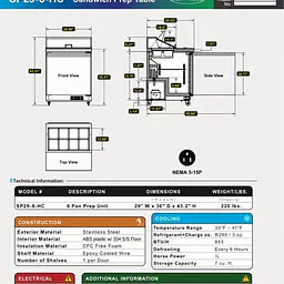 Sandwich Prep Table SERV-WARE SP29-8-HC - Master