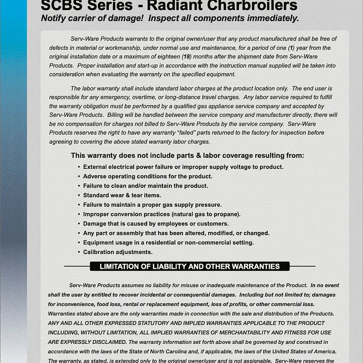 3 Burner Charbroiler 36” SERV-WARE SCBS-36 - Master