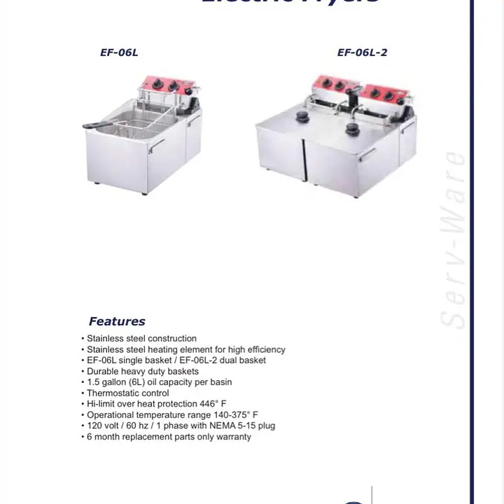 1 Basket Electric Fryer SERV-WARE EF-60L - Master