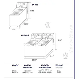 2 Basket Electric Fryer SERV-WARE EF-60L - Master
