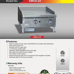 2 Burner Manual Griddle 24” SERV-WARE SMGS-24 - Master