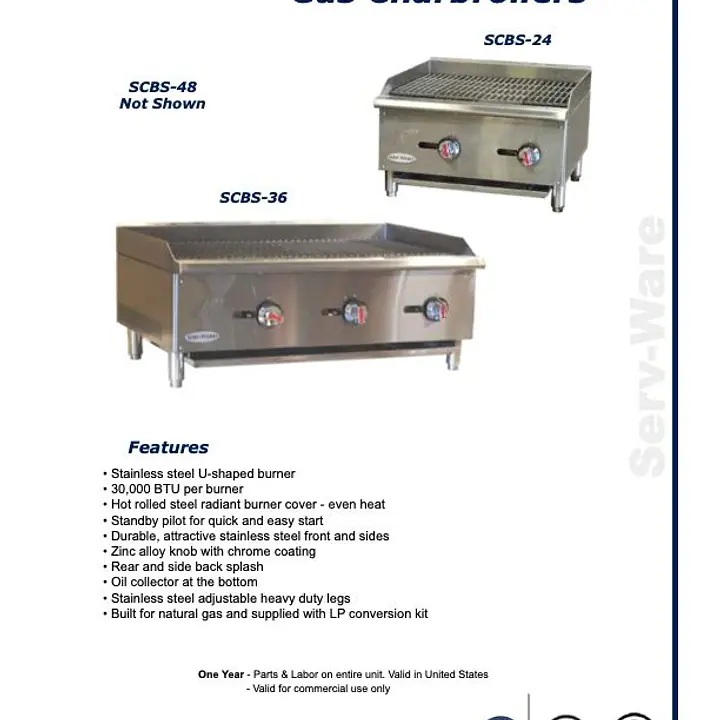 2 Burner Charbroiler 24” SERV-WARE SCBS-24 - Master