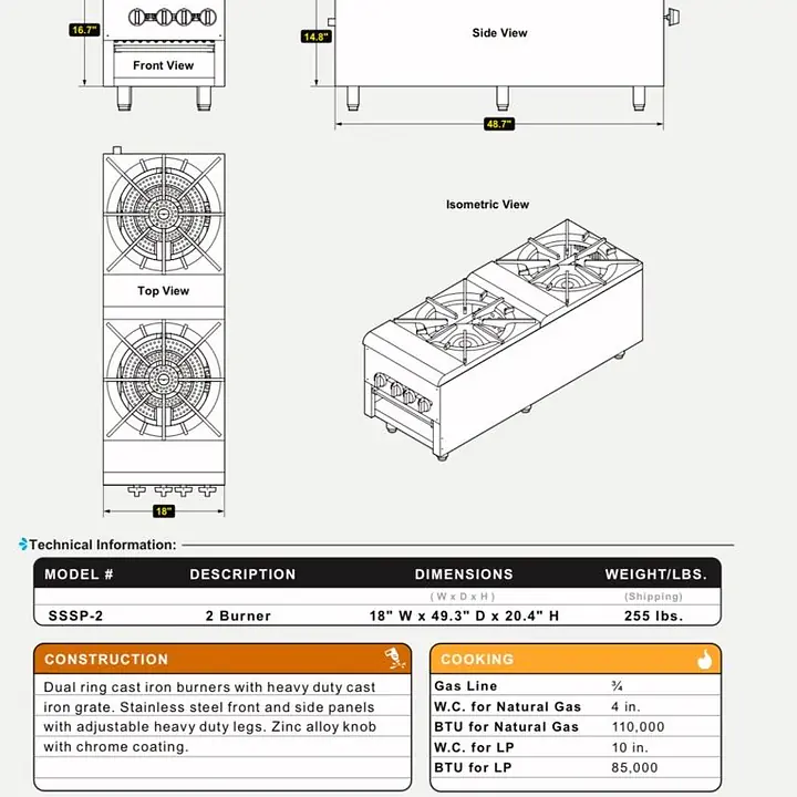 2 Burner Stock Pot SERV-WARE SSSP-2 - Master