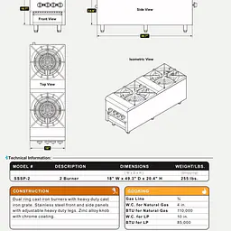 2 Burner Stock Pot SERV-WARE SSSP-2 - Master
