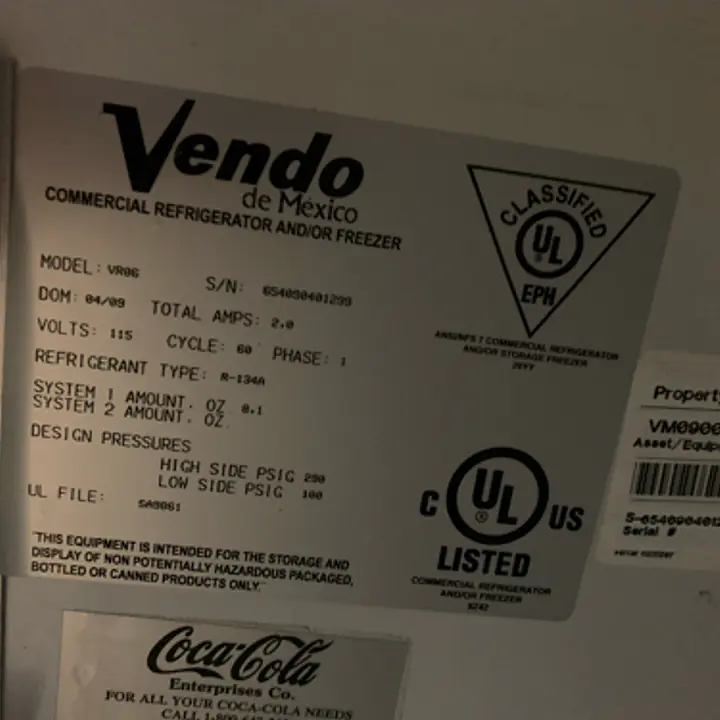 Vendo Single Glass Door Refrigerator  - Master