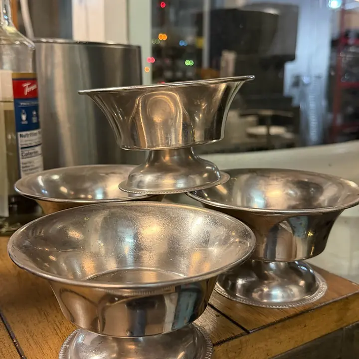 Vintage ACE Japan 18-8 Stainless Steel Lot Of 4 Fancy Small Bowl Footed Base - Master