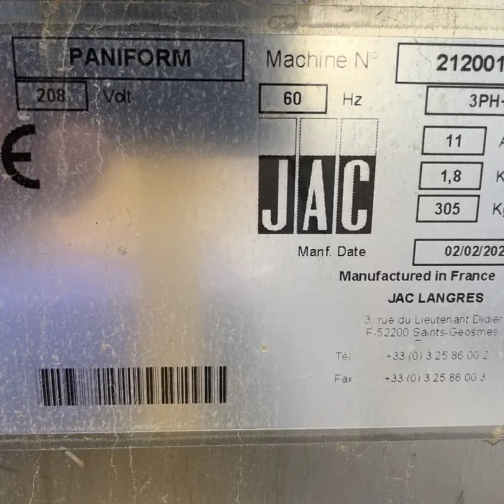 JAC PANIFORM 208 V 3 PHASE - Master