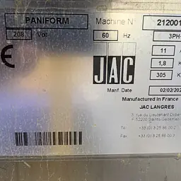 JAC PANIFORM 208 V 3 PHASE - Master