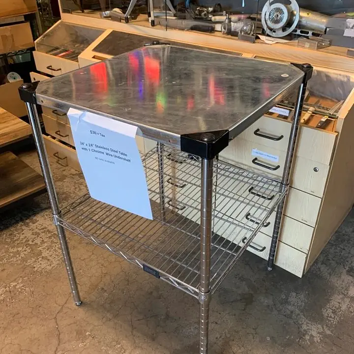 Stainless Steel Table with Chrome Wire UnderShelf - Master